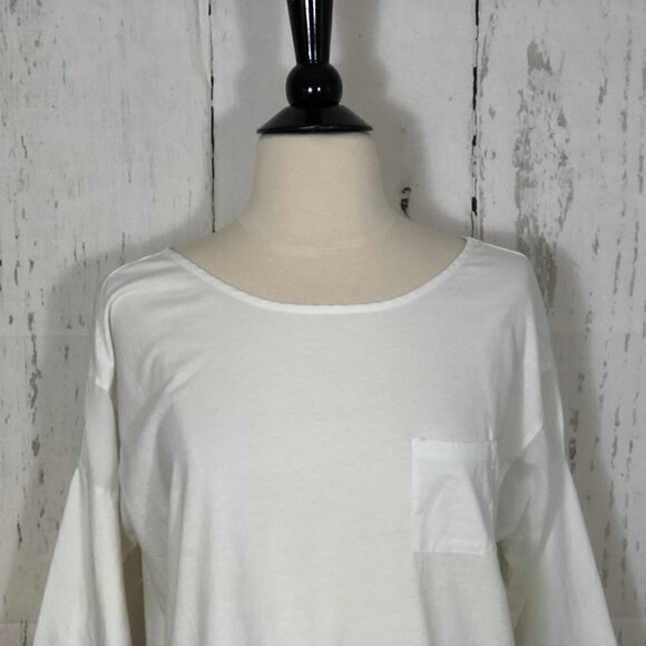 Sundance White Sheer Panel Tunic Top 3/4 Sleeve Cotton Pull On Medium - Picture 6 of 8